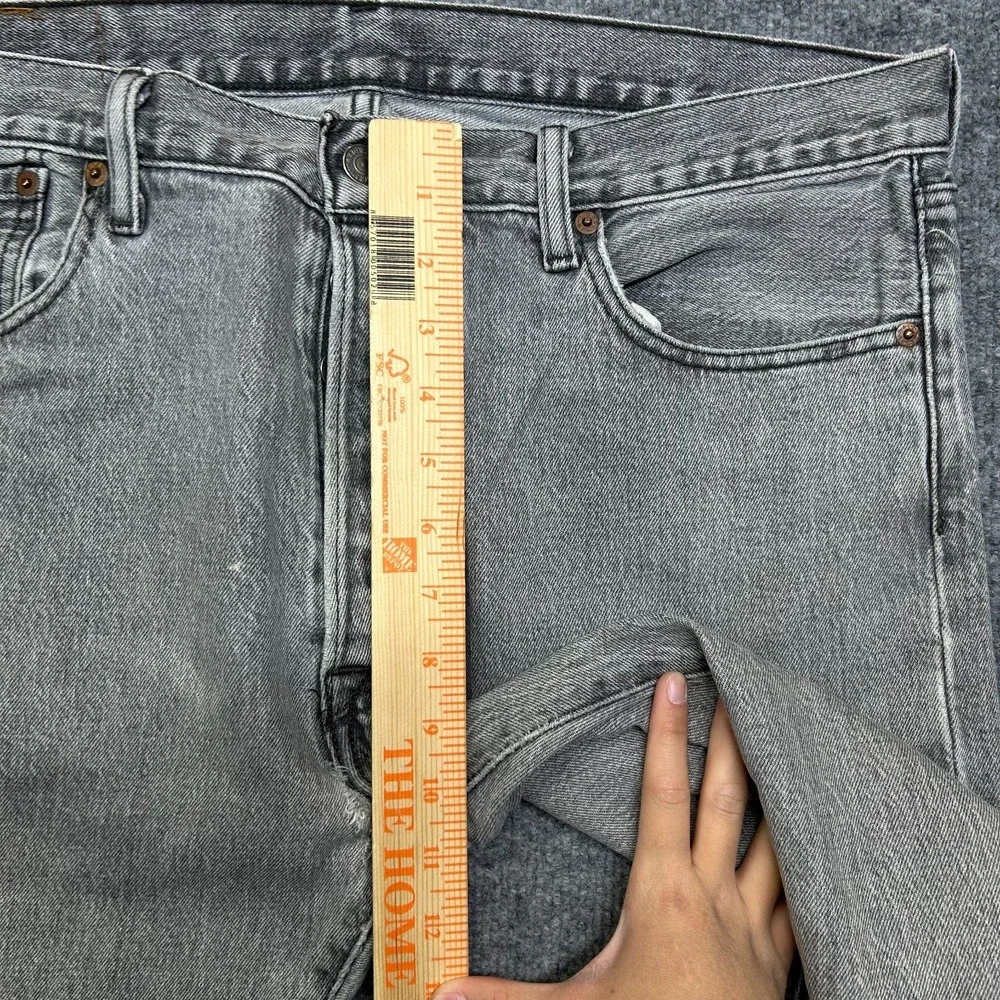 Levi's 501 Original Fit Jeans Men's 37X33 Gray Denim Straight Button Fly - Flaws
